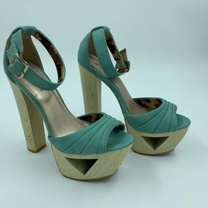 Qupid Blue Platforms with triangle cutout